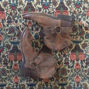 Frye Brown Leather Harness Boots